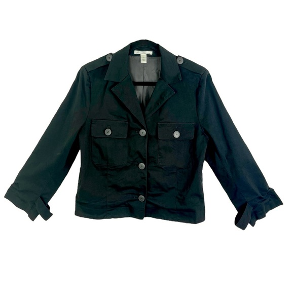 Kenneth Cole New York Cotton Blazer, Black Cropped Boxy Jacket, Size 8 - Picture 2 of 9